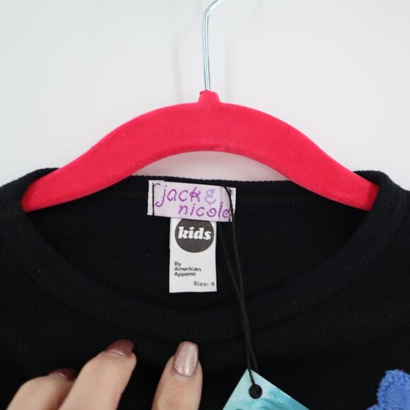 Jack & Nicole Graffiti Guitar Tee Kids 4 Black Indie Casual Long Sleeve Rock NWT - Picture 2 of 7